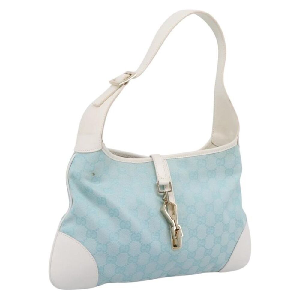 Gucci Jackie O Hobo Gg Canvas With Leather Blue Canvas Shoulder Bag Bag